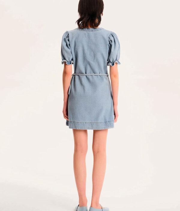 Denim Bloom Wrap Dress