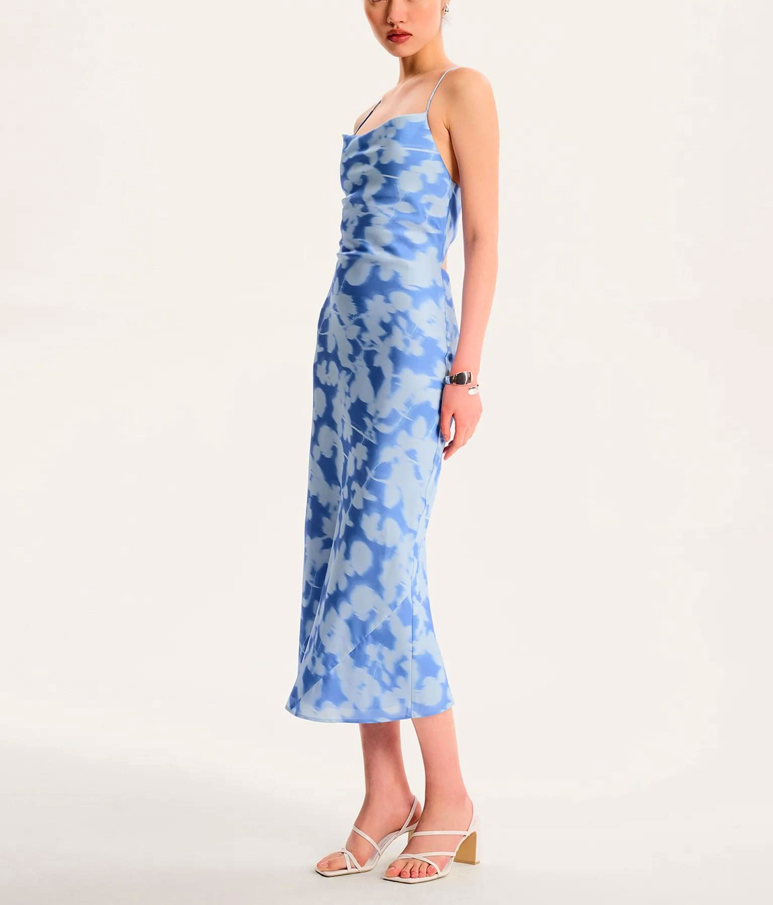 Tideprint Cowl Dress