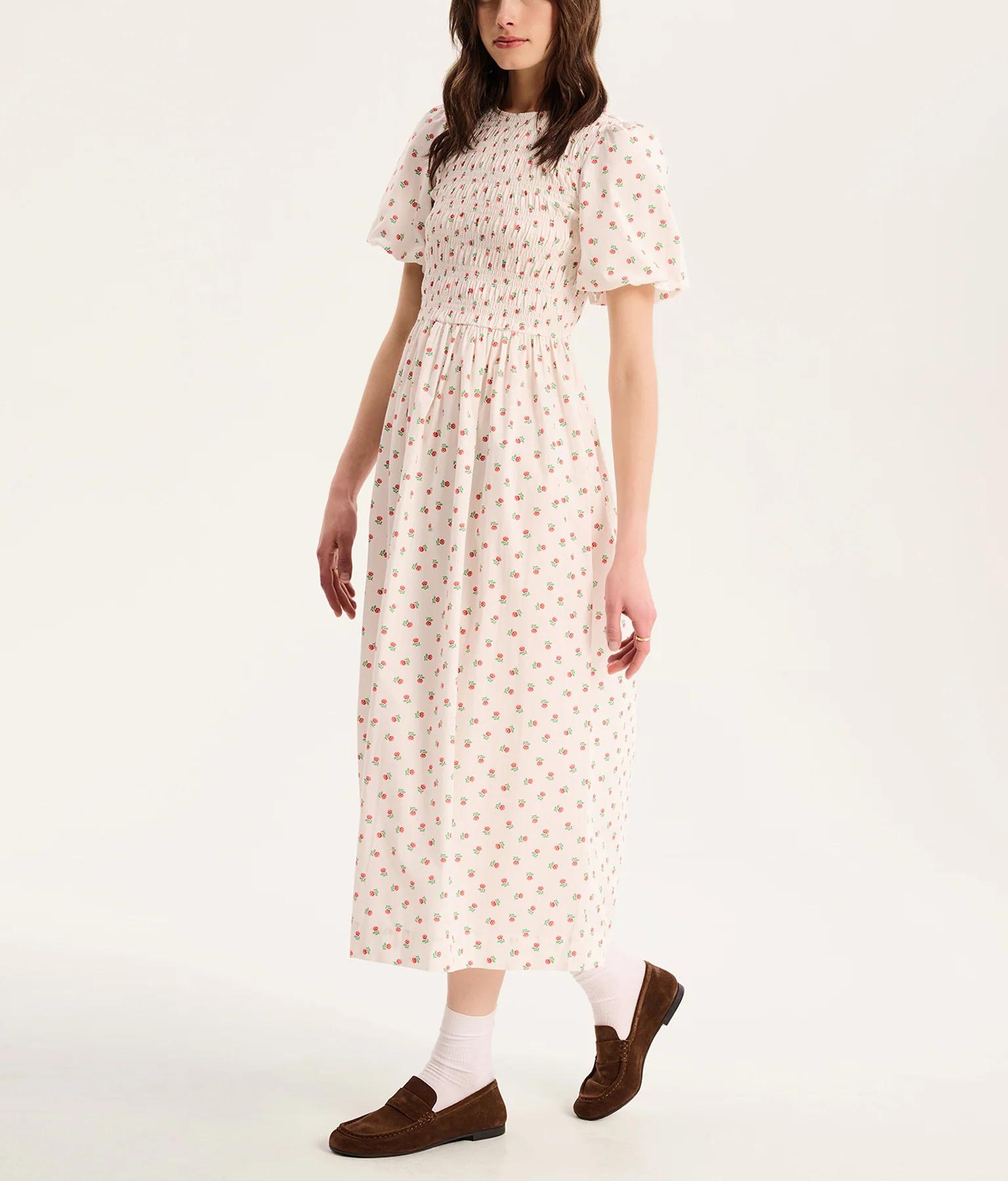 Petal Puff Midi Dress